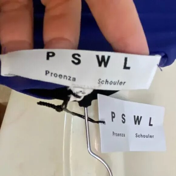 Proenza Schouler PSWL | Blue Ruched Turtleneck Top Open Back Tee - Picture 6 of 8